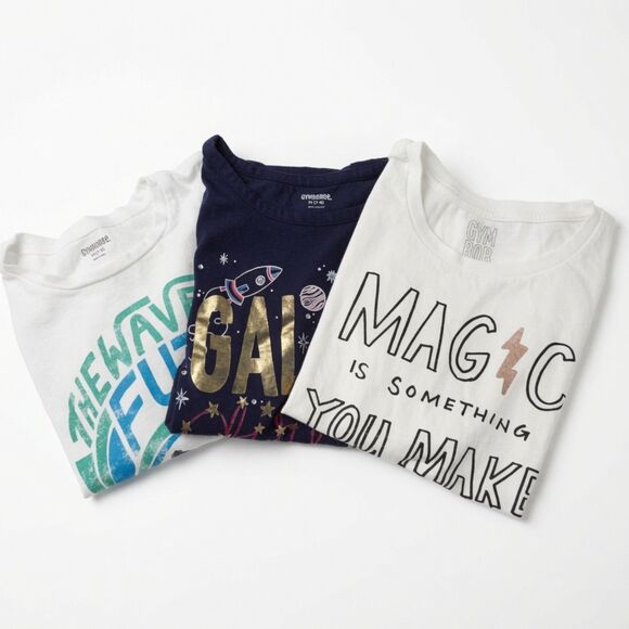 Gymboree Other - Gymboree T-Shirt Lot of 3 Surf Galaxy Space Magic Girls M 7/8 White & Navy Tee